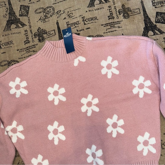 Hollister Co. NWT! Pink/White Easy Cable Mock Pattern Sweater Size M - Picture 6 of 11